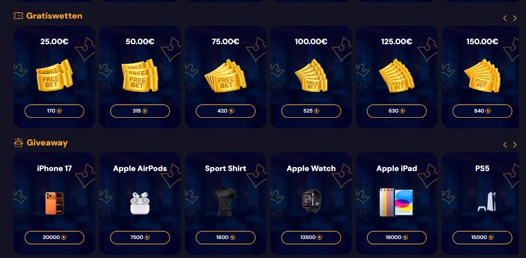 Golden Lion Shop mit Gratiswetten und Giveaway-Artikeln